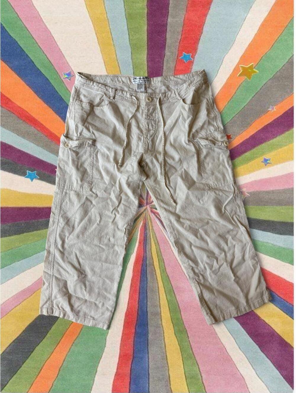 Vintage linen blend cargo capris